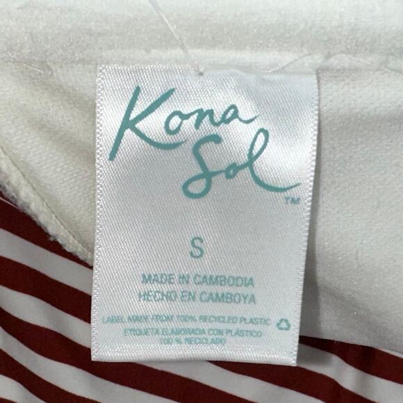 NWT Kona Sol Striped Red Currant Twist Bandeau One Piece Swimsuit Size Small - Picture 4 of 13